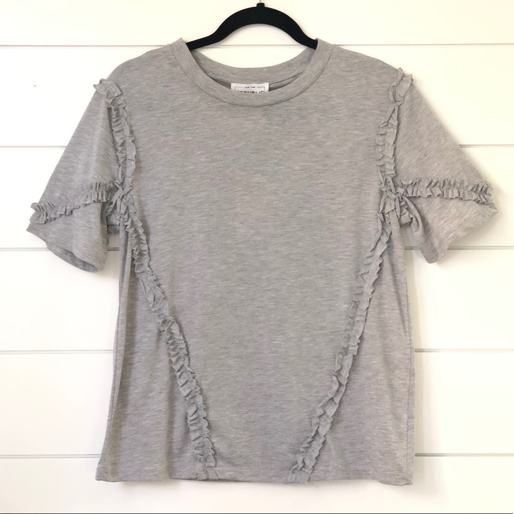 NEW Gray Tee with Ruffle Detail